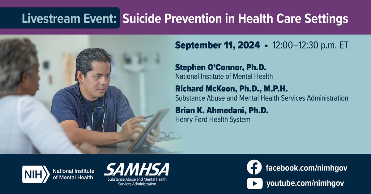 Livestream Event: Suicide Prevention in Health Care Settings