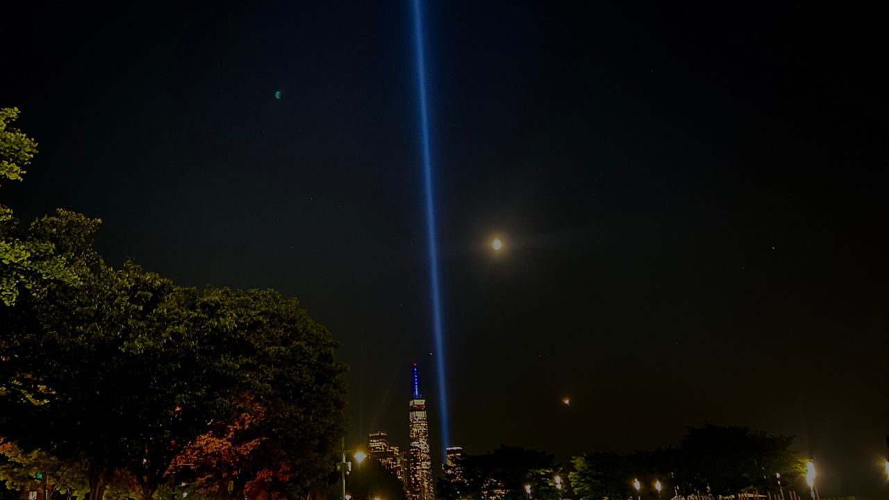 Tribute in Light shines over New York City